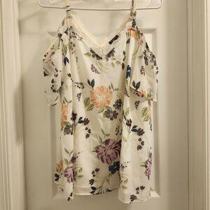 Torrid White Lace-Trim Floral Blouse
